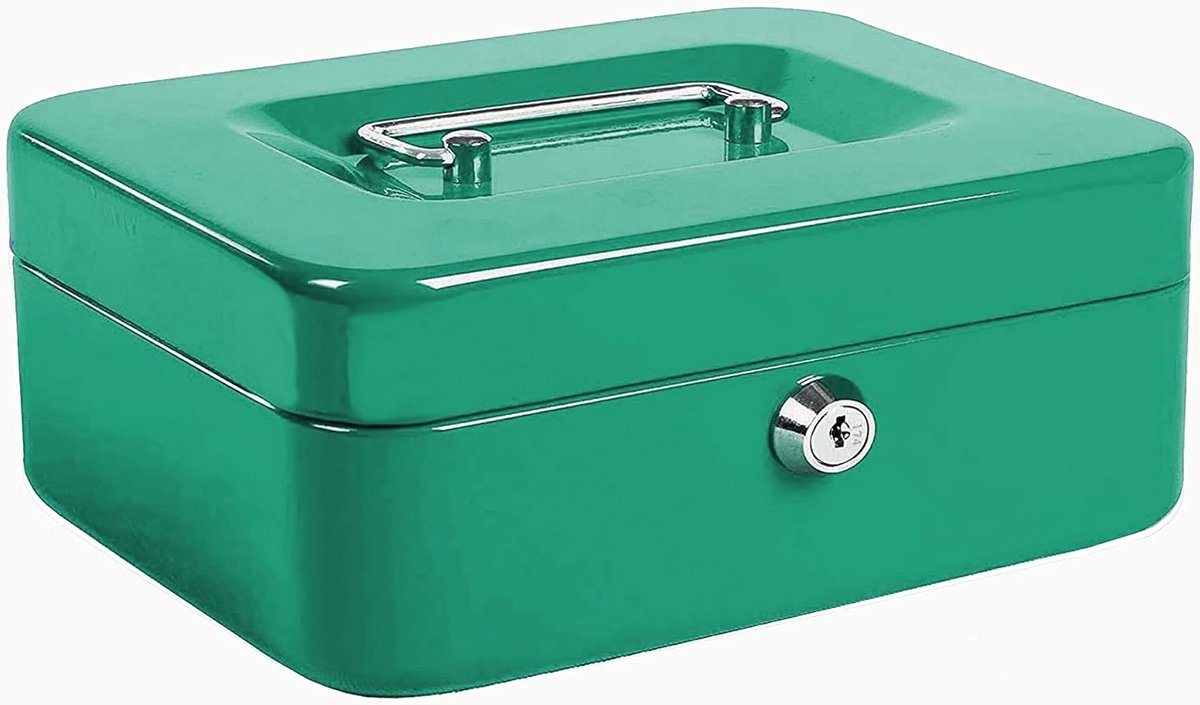 Geldcassette Groen met Legplank en Cilinderslot - Compacte Kassalade