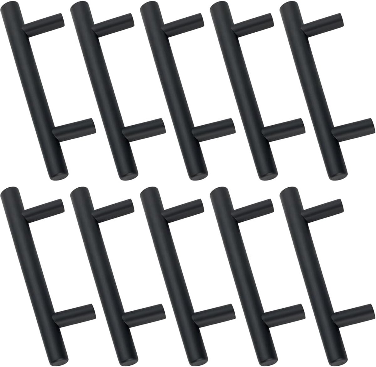 Deurklink Roestvrij Staal Zwart 64mm - 10 Stuks Handvat voor Keukenkasten en Lades