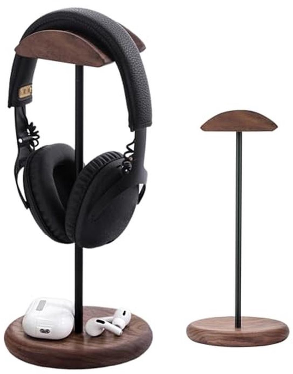 Houten Hoofdtelefoonhouder met Aluminium Tafelstandaard - Stabiele en Duurzame Gamer Headset Stand