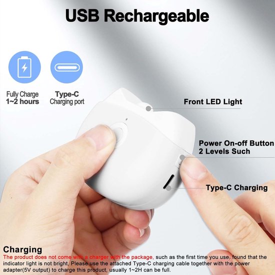 Elektrische Nagelknipper - Automatische Nageltrimmer met LED-verlichting en Nagel Opbergdoos - Twee Snelheden - Oplaadbaar via USB - Wit — afbeelding 5