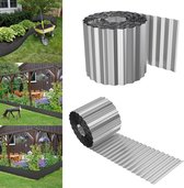 Froadp 9 stuks 5 m lengte 18 cm hoogte Flexibele gazonrand Bloembedafscheiding Golvend Tuinafscheiding Tuinrand van metaal Gegalvaniseerd Bloembedomranding voor gazon Maaikant Bloembed Zilver