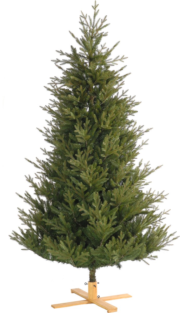 Arkansas kunstkerstboom - 213 cm - groen - Ø 142 cm - 2.846 tips - houten voet
