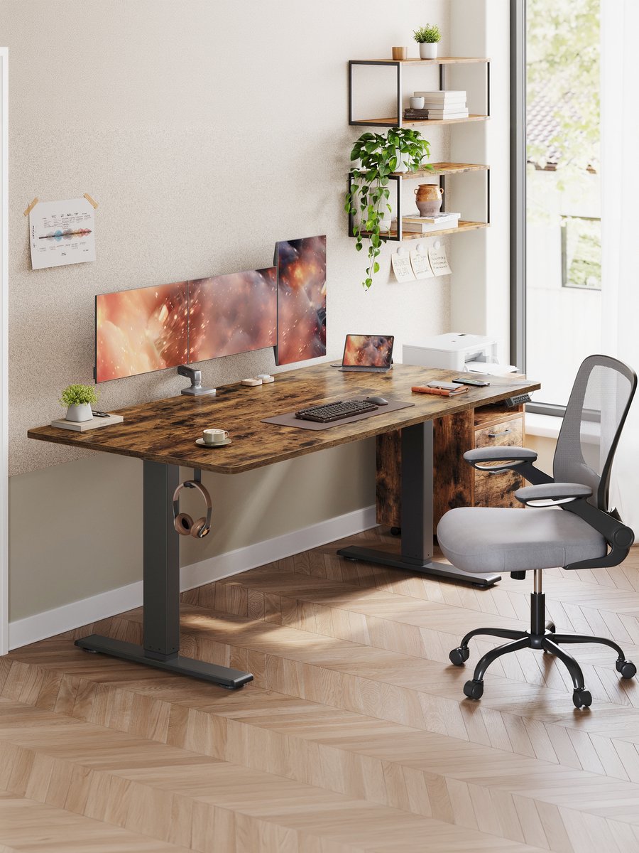 VASAGLE - Zit Sta Bureau - Met USB-C Poort thumbnail 4