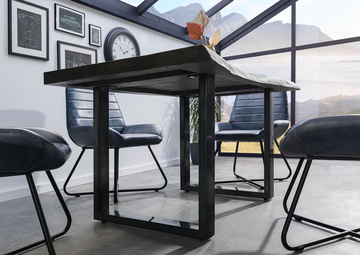 MASSIVMOEBEL24 .DE FREEFORM eettafel grijs gelakt massief hout mango 160x90x77 cm (BxTxH)