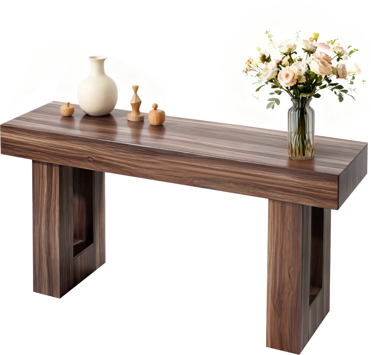 Vevor Consoletafel/Salontafel (160x35x85CM / LxBxH) Smalle Rechthoekige Haltafel van Spaanplaat voor Hal, Slaapkamer, Woonkamer, Entree, Gangtafel/Bijzettafel, Bruin