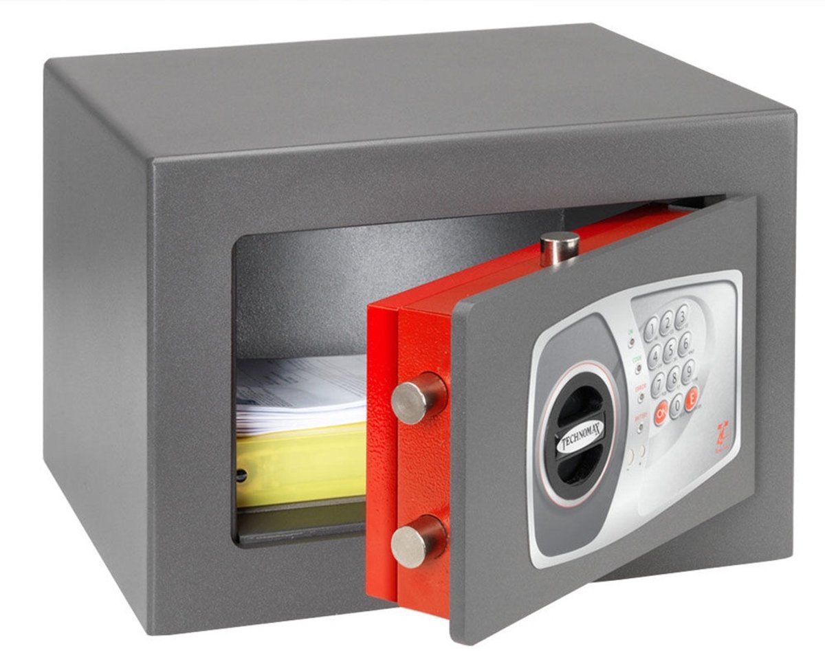 Technomax TechnoFire DPE/4P Brandwerende Kluis 30 Min LFS 30P S2 Gecertificeerd EN 14450 Elektronisch Slot met Noodsleutel 10mm Staal Bruin Inbraakwerende Veiligheidskluis voor Documenten en Geld Inclusief Montagebouten Premium Italiaanse Safe