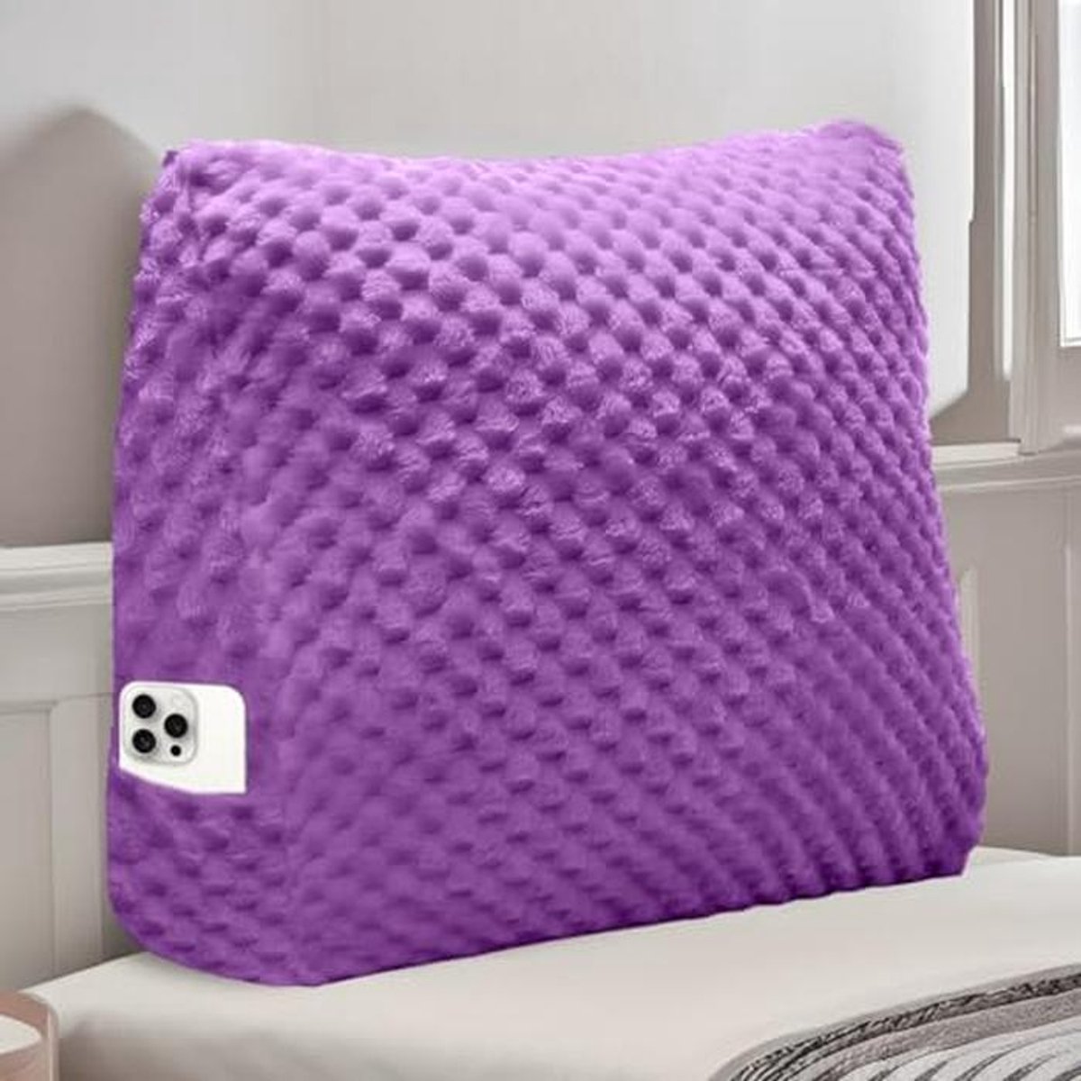 Zacht wigvormig rugkussen voor bed – Comfortabel leeskussen met verwisselbare hoes
