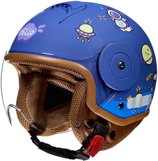 ILM Motorhelm Kind – Volgelaats ECE 22.06, Wit, Maat M, Lichtgewicht & Ventilerend