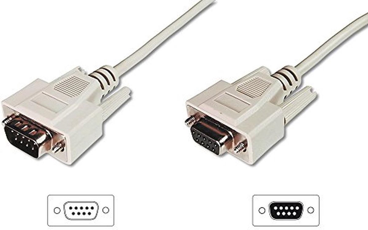 Seriële Aansluitkabel D-Sub 9 naar D-Sub 9 - 10m Verlengkabel - Beige