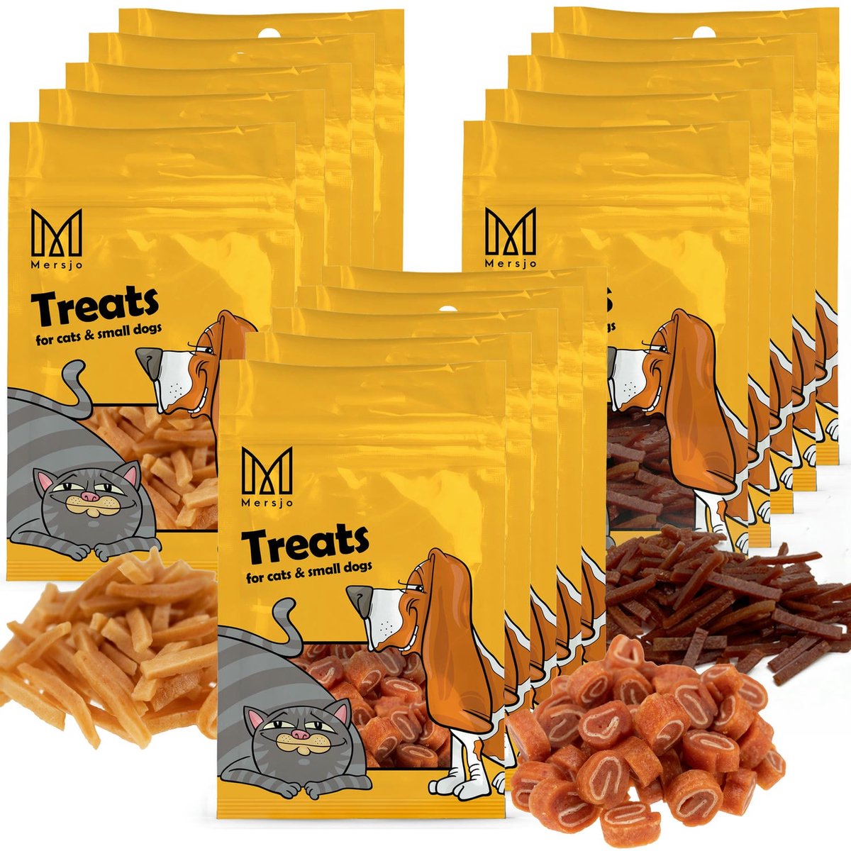 Mersjo - Mix van Kattensnacks - Sushi - Dorsz - Zalm - Eend