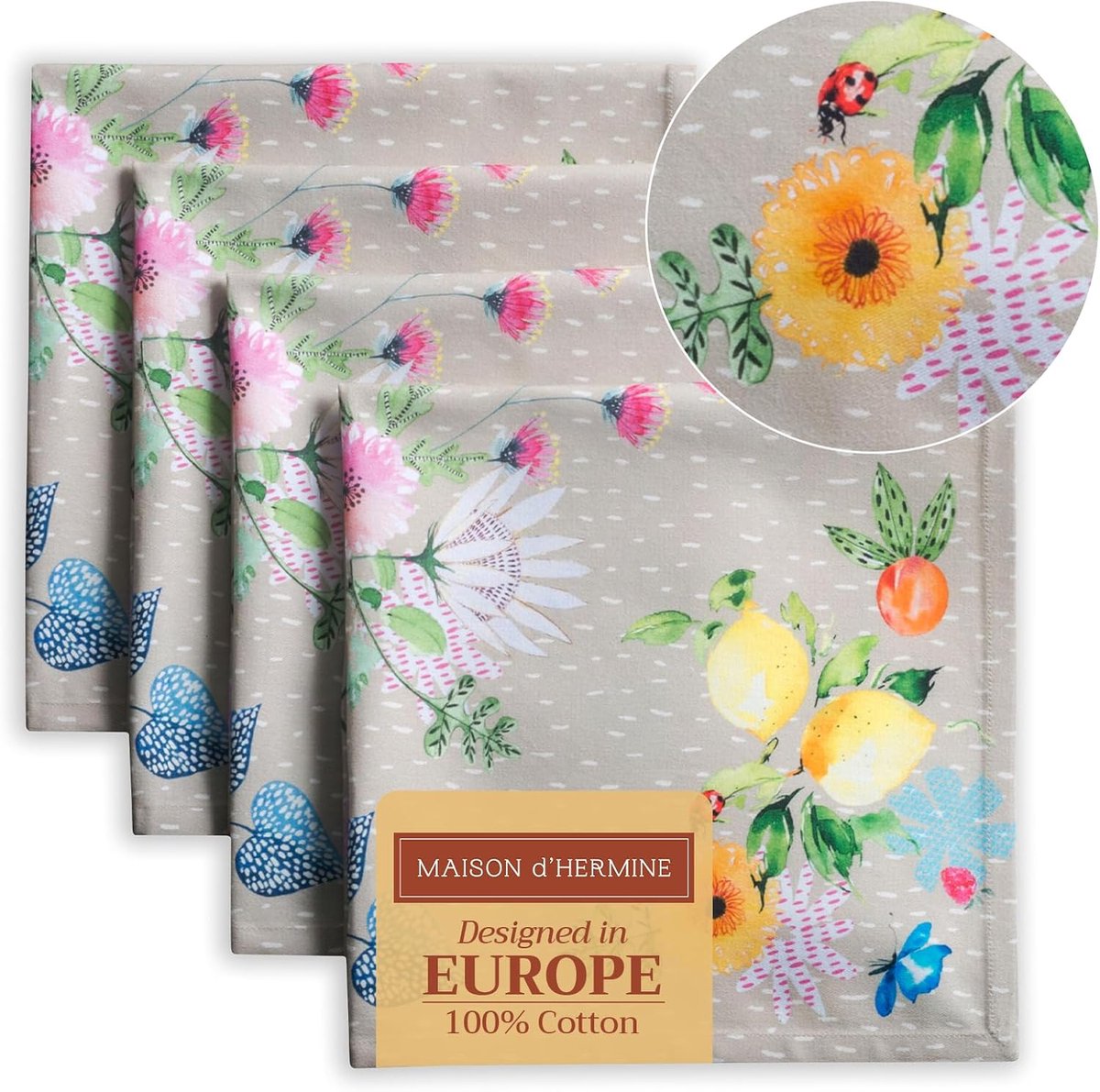 Set Servetten - Keukentextiel - Dineren Thuis - 100% Katoen - 45x45 cm - Bloemenpatroon