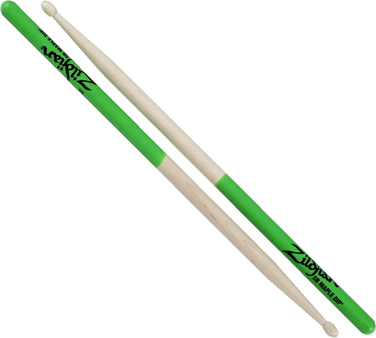 Drumstokken Esdoorn - Percussie Stokken - Muziek Maken - Houten Tip - 40 cm Lengte - Groene Dip