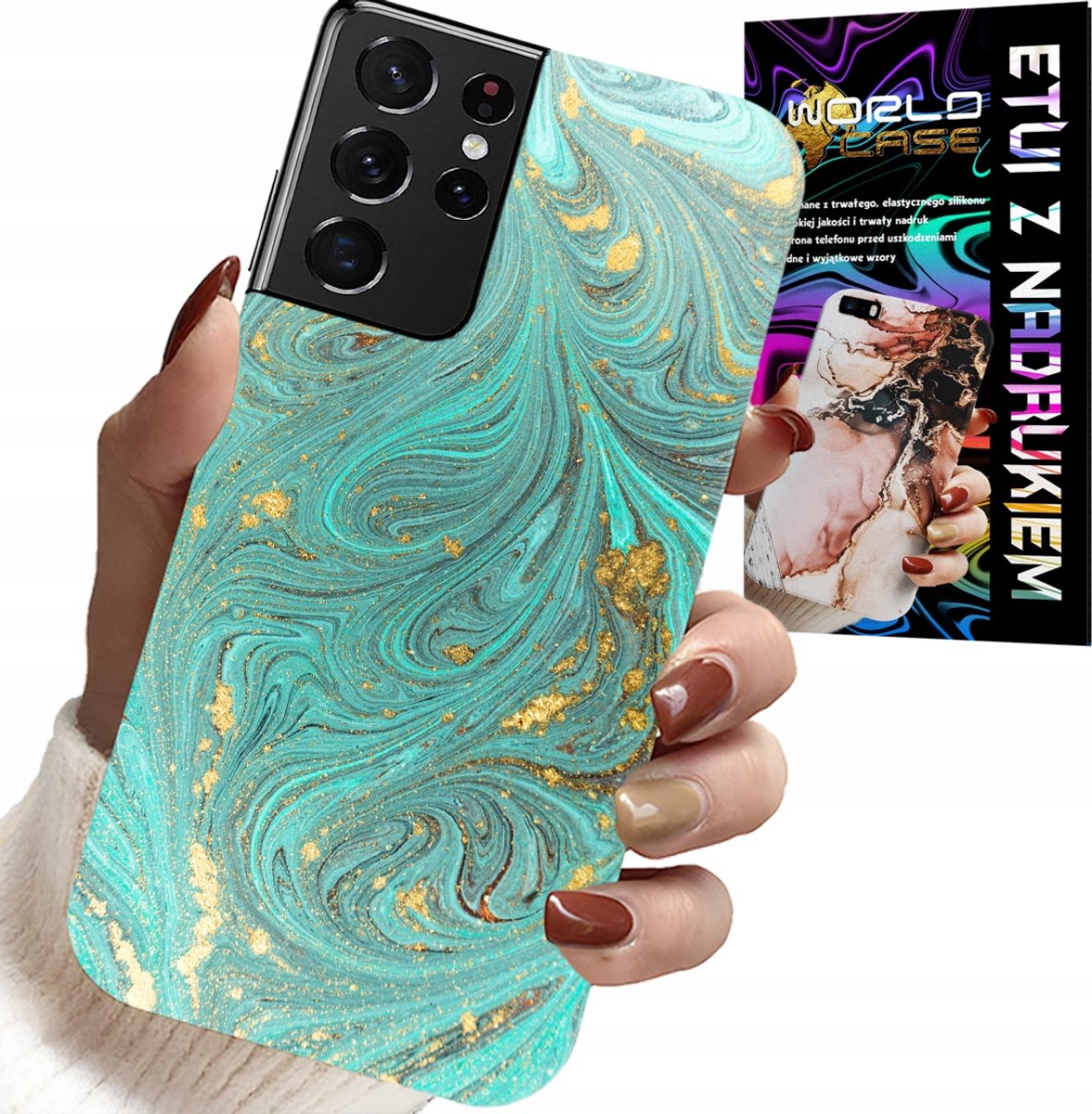 HOESJE VOOR SAMSUNG GALAXY S21 Ultra - MARMERPATROON + HYDROGELFOLIE