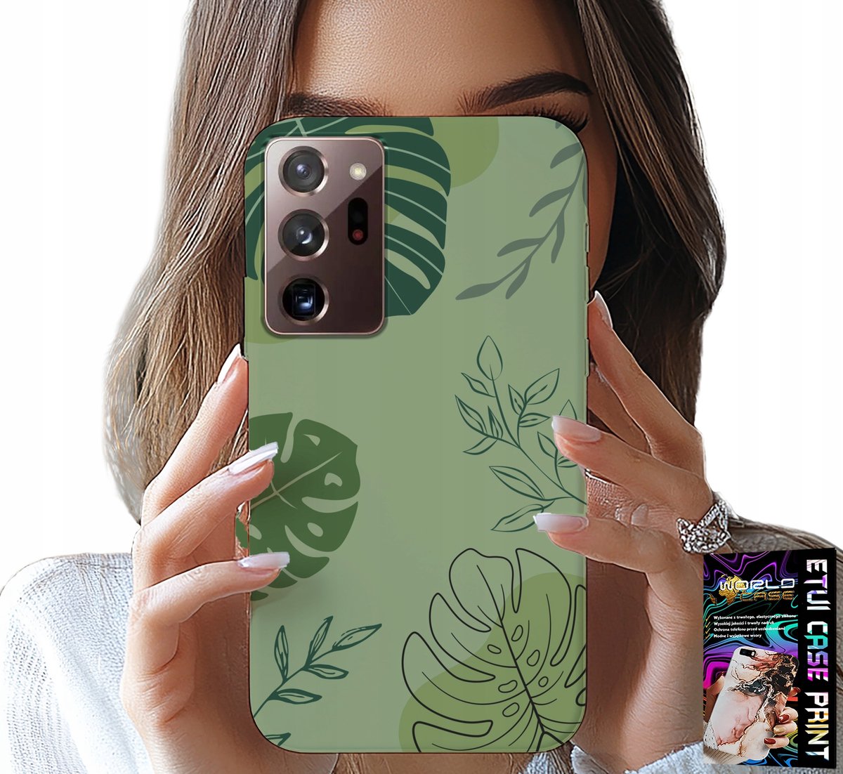 HOESJE VOOR SAMSUNG NOTE 20 ULTRA - ACHTERKANT MET GROENE BLADEREN EN PLANTENPATRONEN