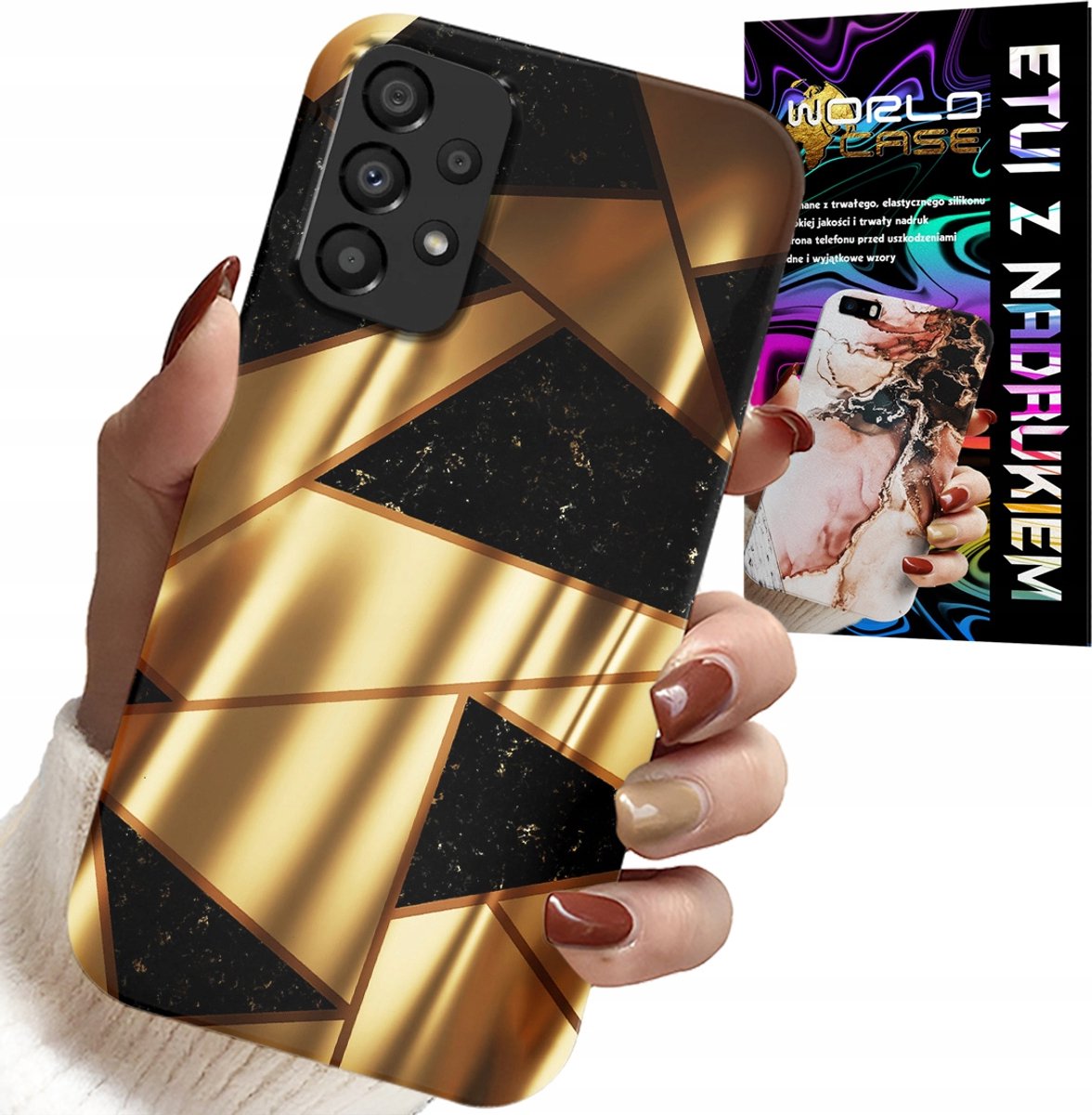 HOESJE VOOR SAMSUNG A52 / A52S - ELEGANT GOUDEN PATROON + HYDRO FILM