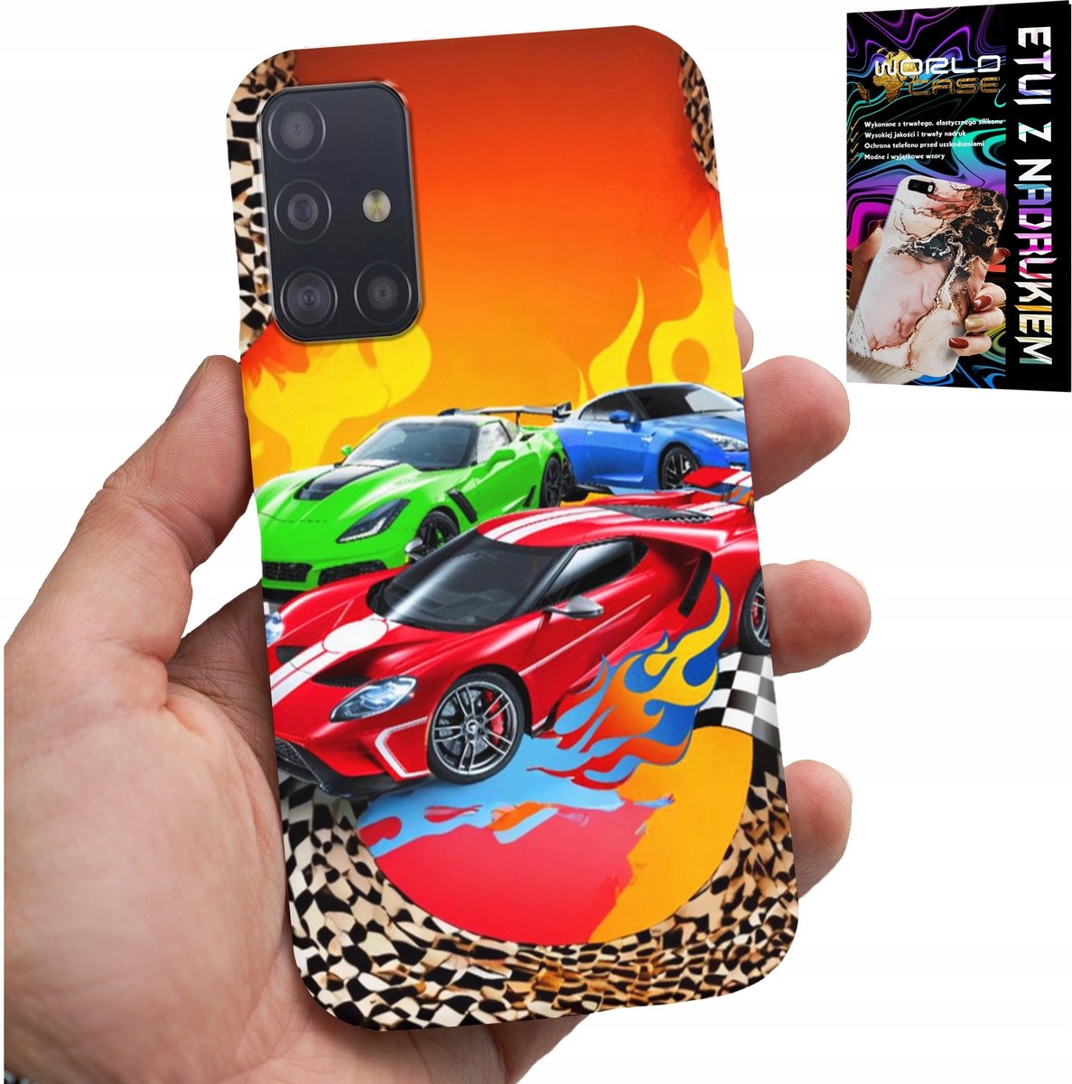 HOESJE VOOR SAMSUNG GALAXY A51 - VOOR KINDEREN, RACEAUTO'S + GLAS