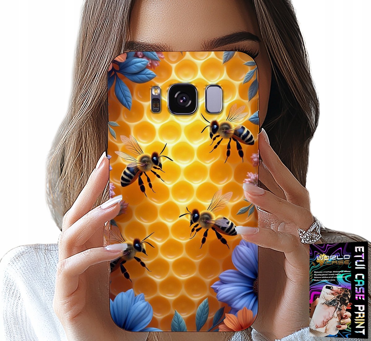 HOESJE VOOR SAMSUNG GALAXY S8 - ACHTERKANT MET BIJENKORF EN HONINGRAAT