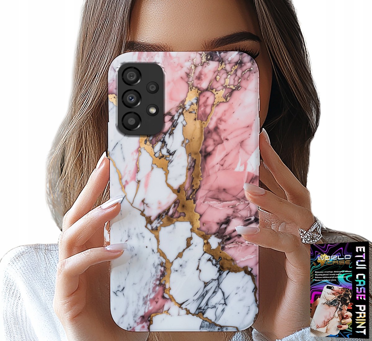 HOESJE VOOR SAMSUNG GALAXY A53 5G - ROZE WIT MARMER, STEENPATROON