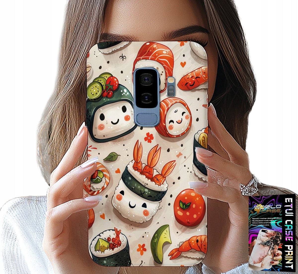 HOESJE VOOR SAMSUNG GALAXY S9 PLUS - LEUK HOESJE MET LACHENDE SUSHI