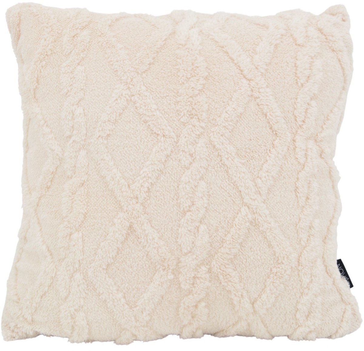 NOVÉE Sierkussen Furry Cross Crème | 45 x 45 cm | Polyester Creme