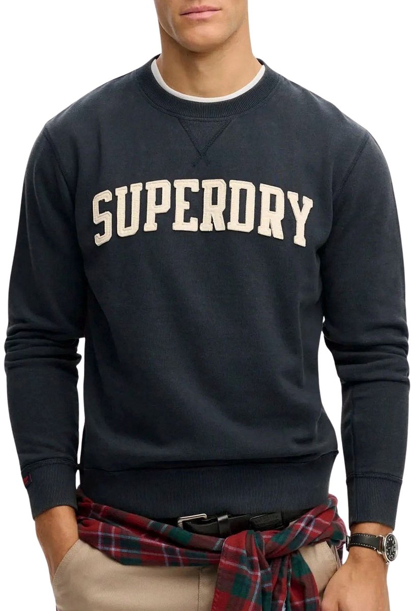 Superdry Vintage Athletic Crew Sweater Heren Blauw