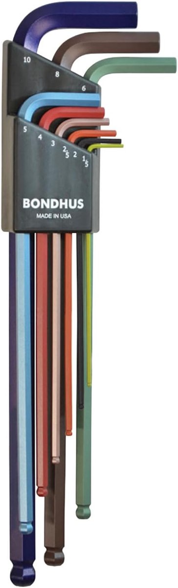 Inbussleutel Set - Zeskant Sleutels - Klusserij Klussen - Extra Lange Maten - 1.5 tot 10mm - Gekleurd