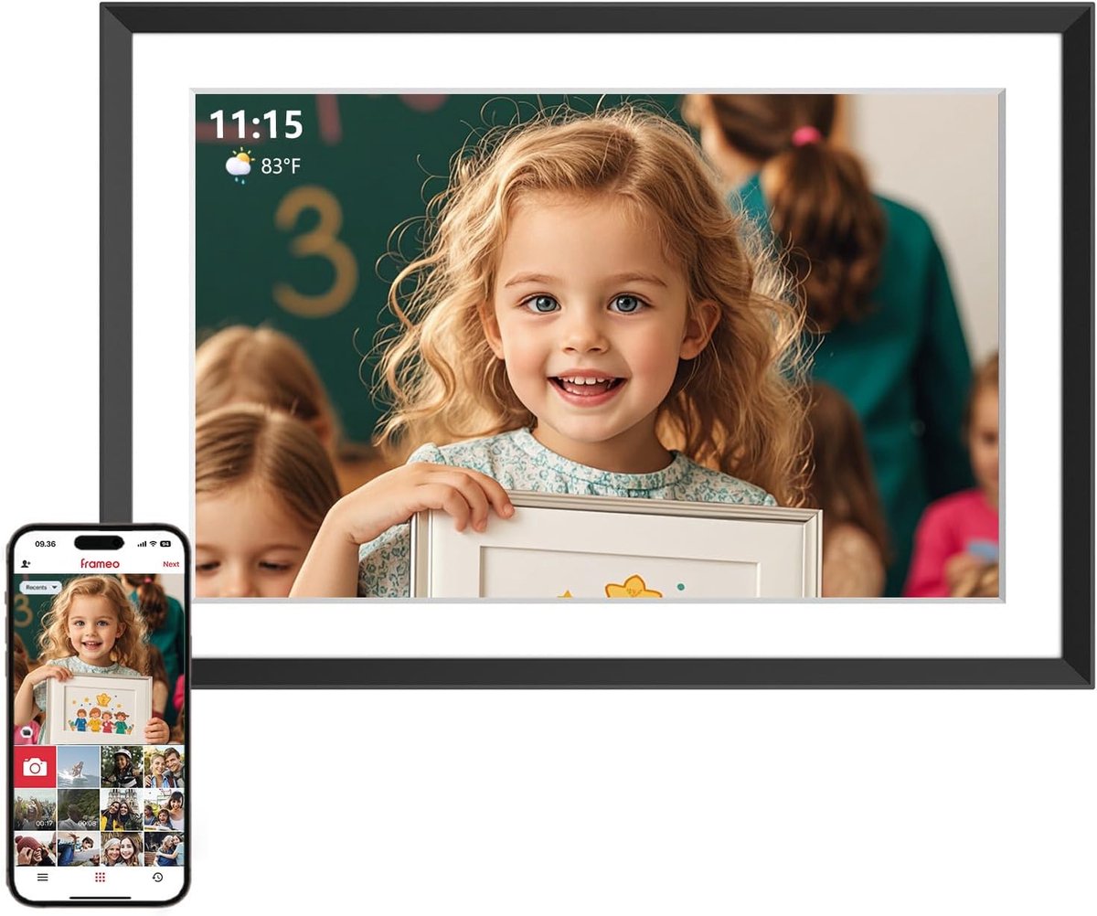 Digitale fotolijst - Smart display - Foto's delen - HD IPS touchscreen - 101 inch - Zwart