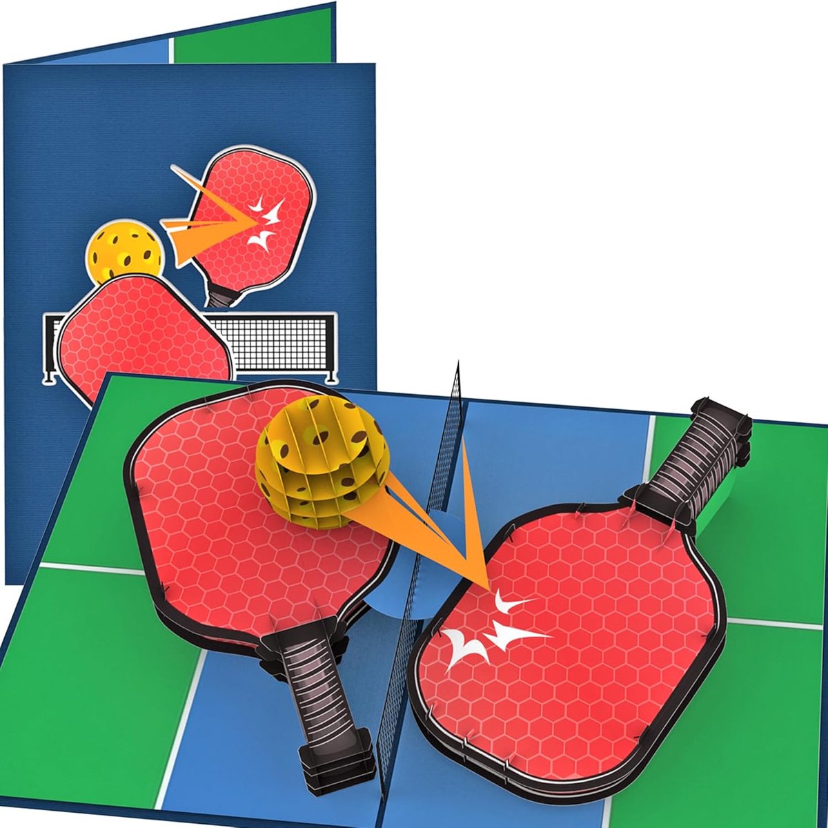 Pickleball 3D Kaart - Pop-up Wenskaart - Sportevenementen Vieren - Lasergesneden Handgemaakt - 19x15cm