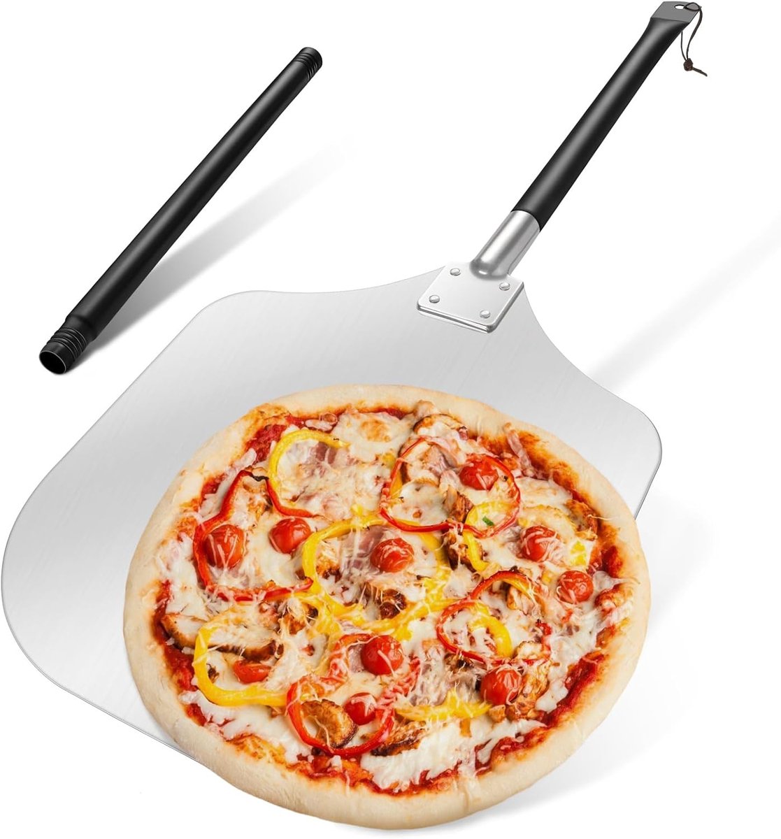 Pizzaschep - Pizza schep - Pizza bakken - Verstelbaar handvat - 30 cm schep - Zilver