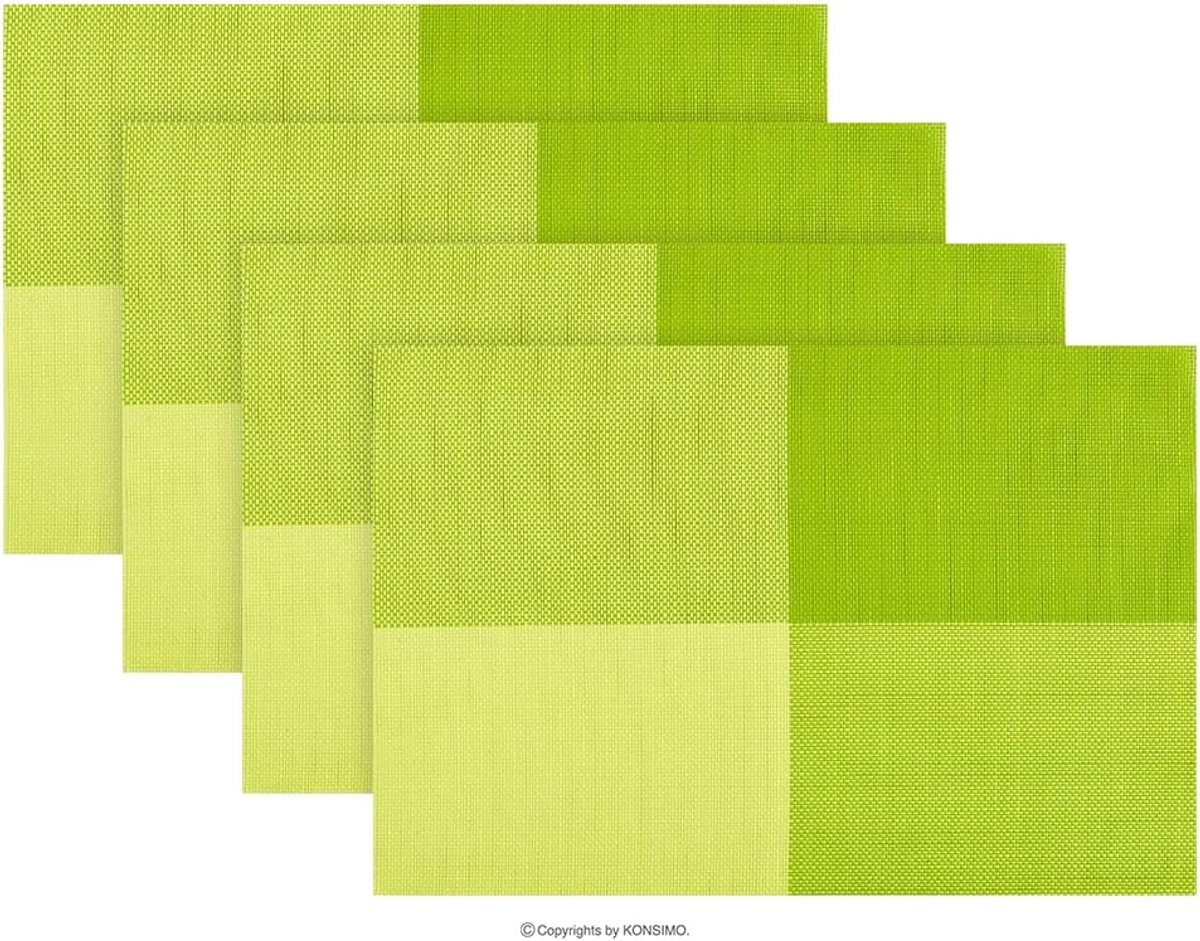 Afwasbare Placemats - Tafelonderzetters - Bescherming Tafel - Set van 4 - 30 x 45 cm - Groen