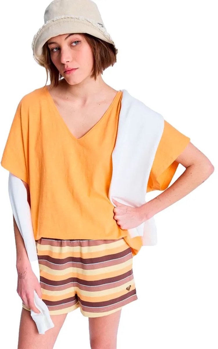 Roxy Nightfall T-shirt Met Korte Mouwen En V-hals XS Vrouw Papaya