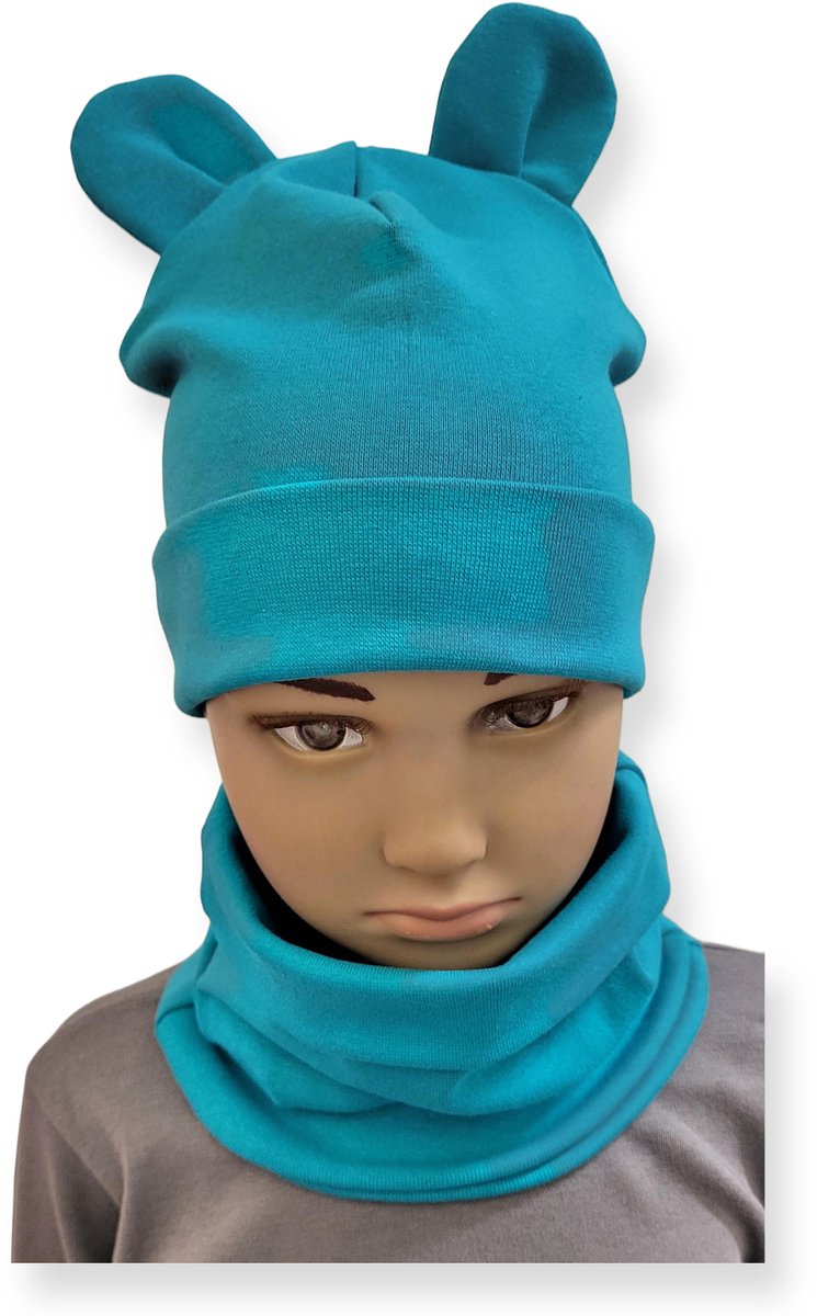 Dartomik - Kinderkledingset - Czapka met Oren - Komin - Maat 40-44 - 6M+