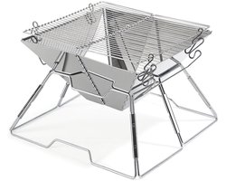 Opvouwbare RVS Houtskoolbarbecue – Compacte BBQ met Verstelbaar Grillrooster