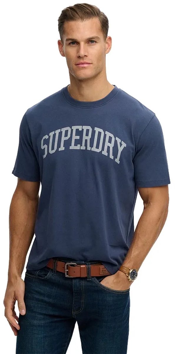 Superdry Athletic Essentials T-shirt Heren T-shirts Marineblauw