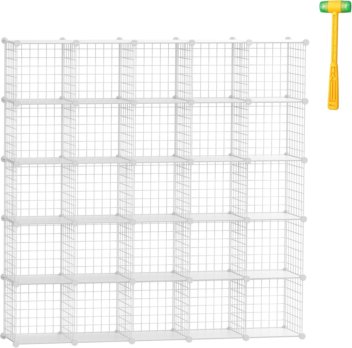 Kast Organizer - Opbergrek - Ruimte Besparen - Modulair Ontwerp - 25 Kubussen - Wit