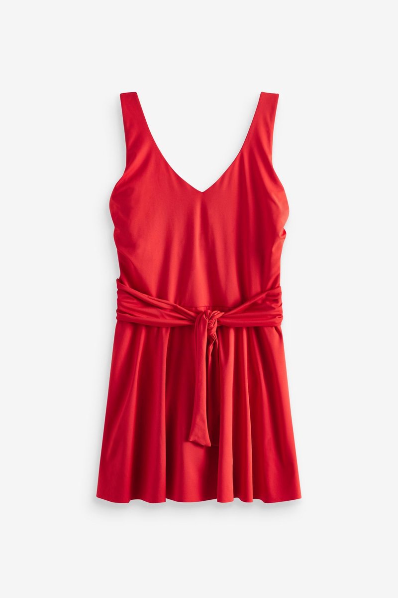 Next Dames - Vormgevende zwemjurk met rokje en buikcontrole - Rood Red