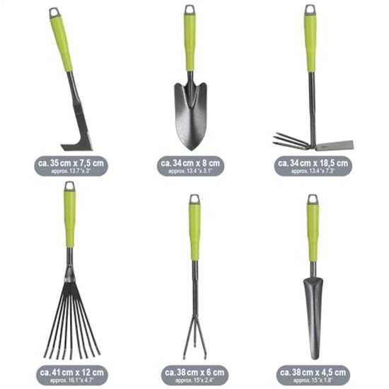 Dailygoods- Tuingereedschapset 6-delig - Dubbele Schoffel / Kleine Cultivator - Voegenschraper - Handhark - Bloemenschep - Robuuste Handgrepen - Tuinset van Dailygoods — afbeelding 4