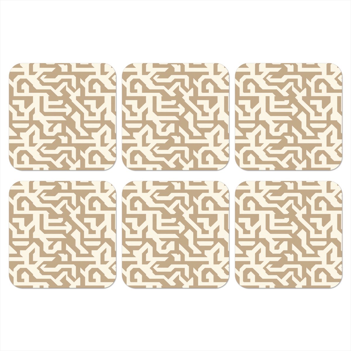 Onderzetters voor glazen - Modern - Abstract - Beige - 10x10 cm - Glasonderzetters - 6 stuks