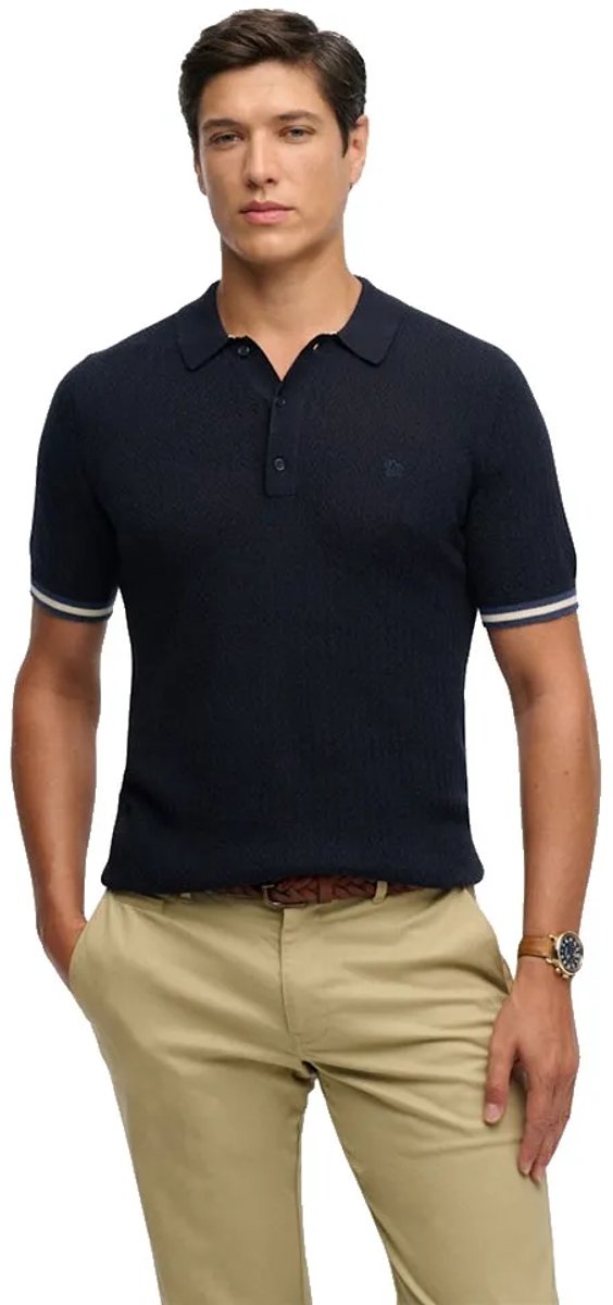 Superdry Knitted Texture Korte Mouw Poloshirt 3XL Man Marineblauw