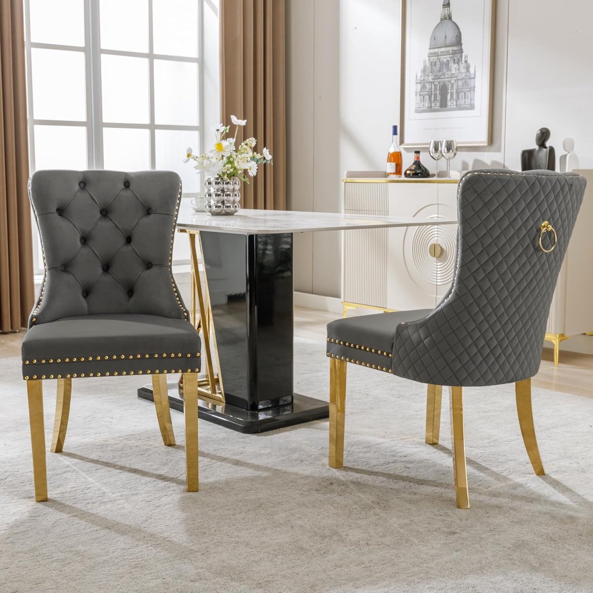 Eetkamerstoelen Set - Keukenstoelen Woonkamer - Comfortabel Dineren - Ronde Trekringen Ach
