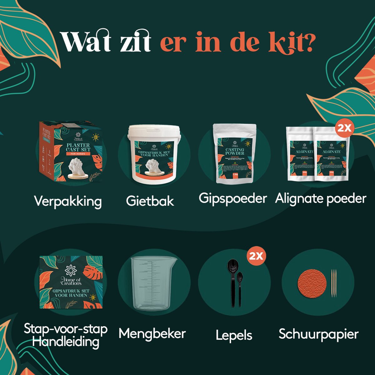 Home of Creations Gipsafdruk Set - Baby Handafdruk & Voetafdruk - Blijvende Herinnering - Kraamcadeau & Moederdag Cadeau — afbeelding 3