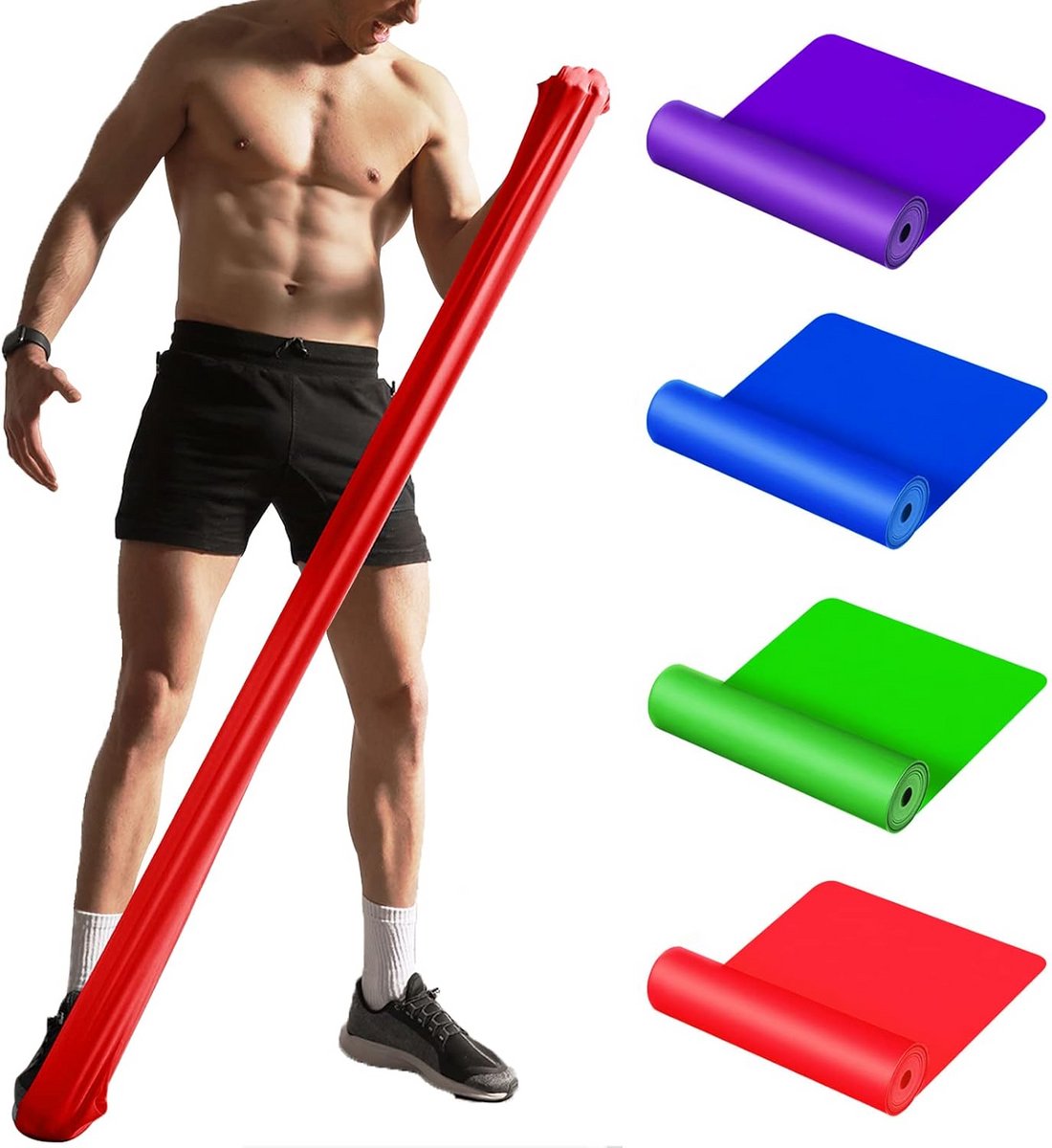 Set Weerstandsbanden met 4 Niveaus voor Krachttraining, Fysiotherapie en Yoga