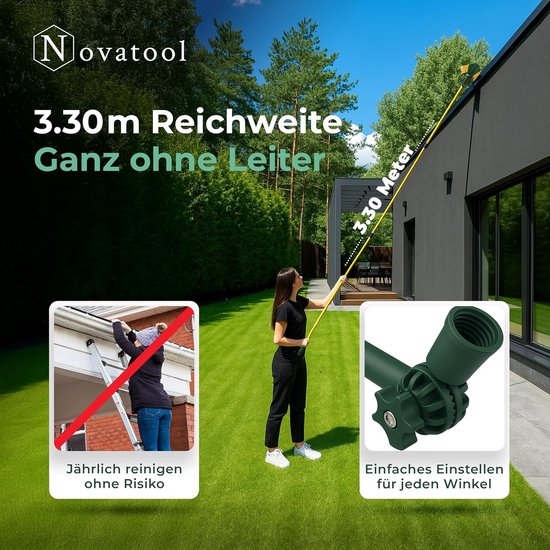 Telescopische dakgootborstel set 3,3m met schraper en handveger voor reiniging — afbeelding 3