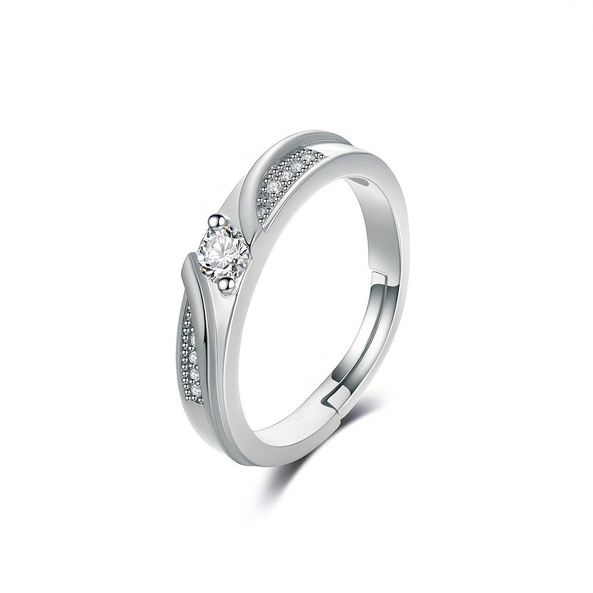 Sjika - Unisex Ring met Kristal - One Size – Zilverkleurige Koppelring – Vriendschapsring & Trouwring – Tijdloos Design