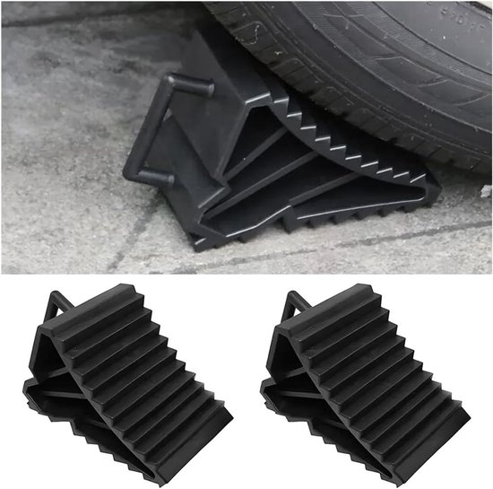 MultiBros 2x Wielwiggen Met Houder - Kunststof Remwiggen, Asbelasting 1600 Kg, 22x10x9 Cm, Voor Auto's, Caravans, Campers En Aanhangers