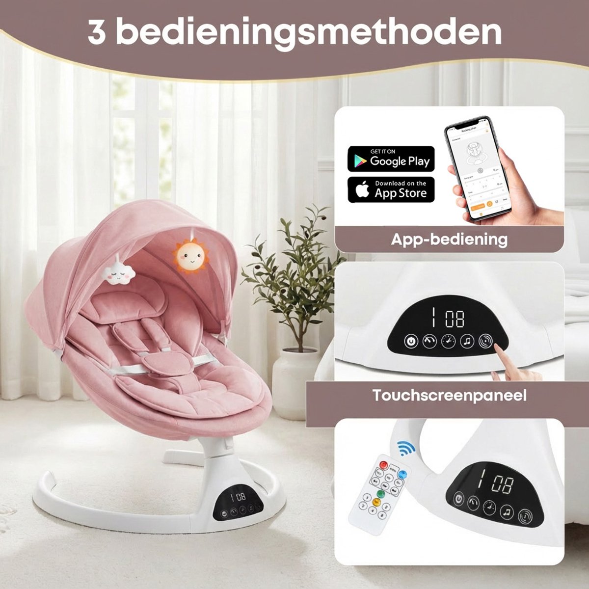 3Babies - Elektrische Babyschommel met App thumbnail 6