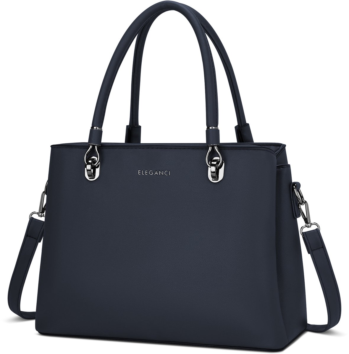 Eleganci® - Dames Handtas - Schoudertas & Werktas - Taupe / Bruin - PU Leer - Verstelbare Schouderband - Dagelijks & Zakelijk - Blauw