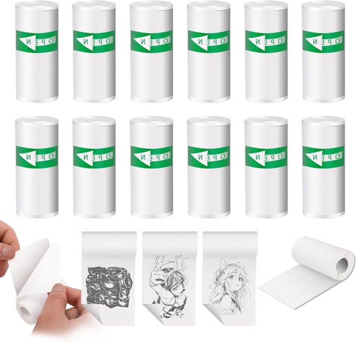 Thermisch Papier 12 rollen voor kinderen 57 mm x 25 mm eenvoudig te vervangen