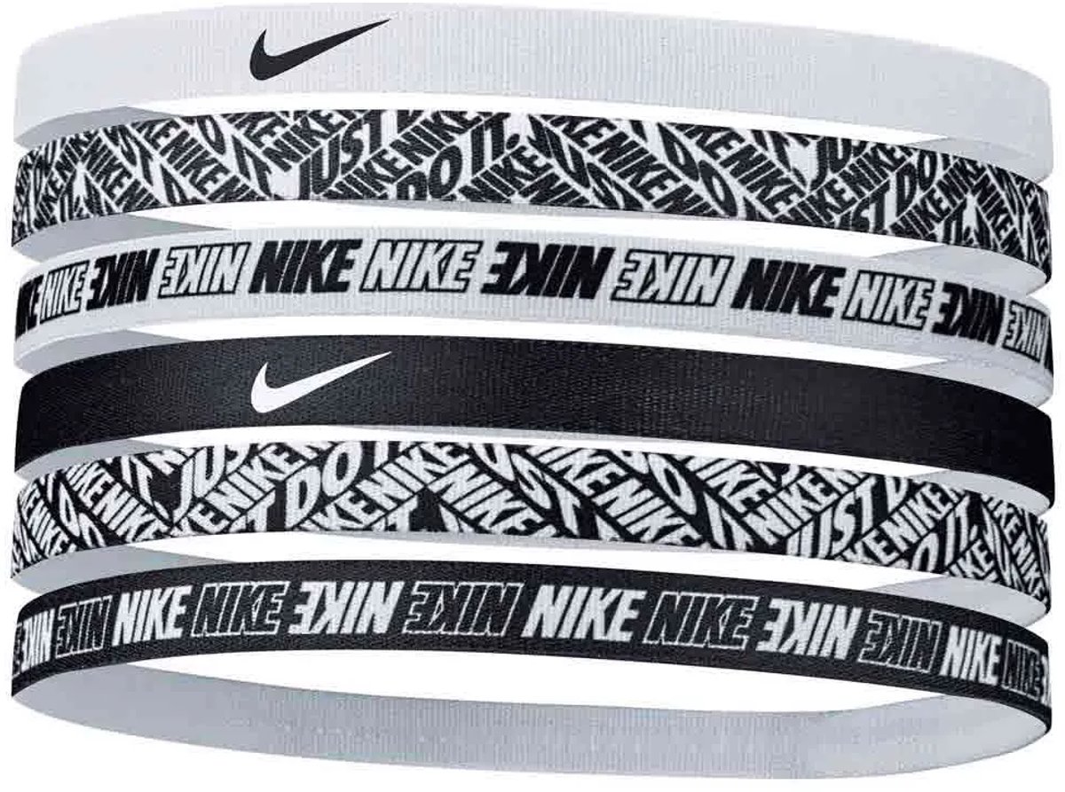 Nike Printed Elastic Hairbands 6-pack Zwart