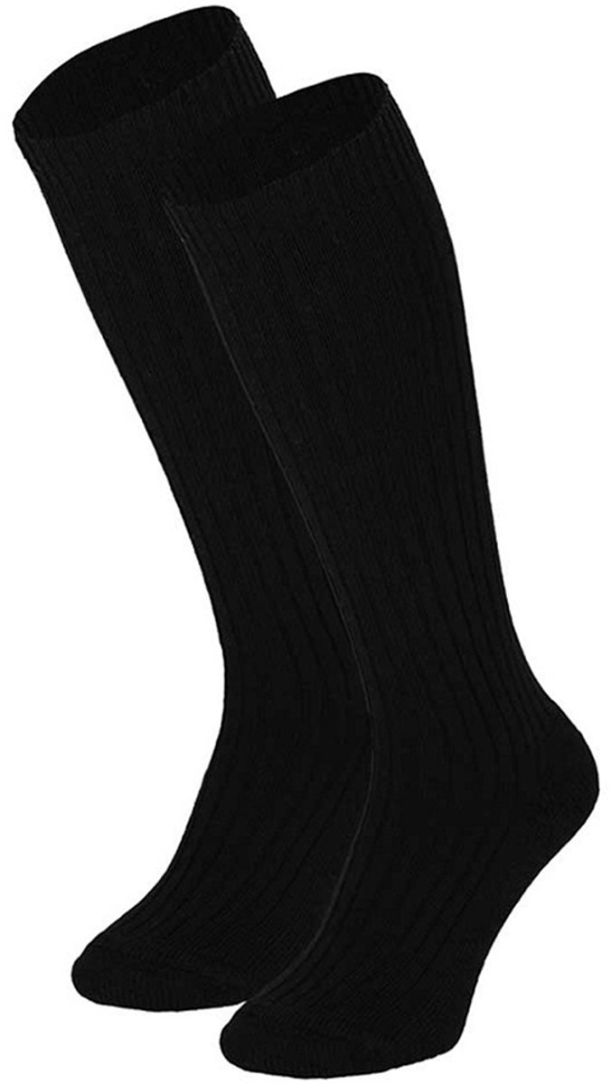 Angro - 3-Pack - Sterke Kniekousen - Badstof Voetbed - Merino Wol - Heren / Dames - zwart - 42-45 - 136010000